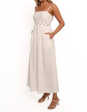 NEW PRETTY FOLLIES ric rac midi dress in ivory